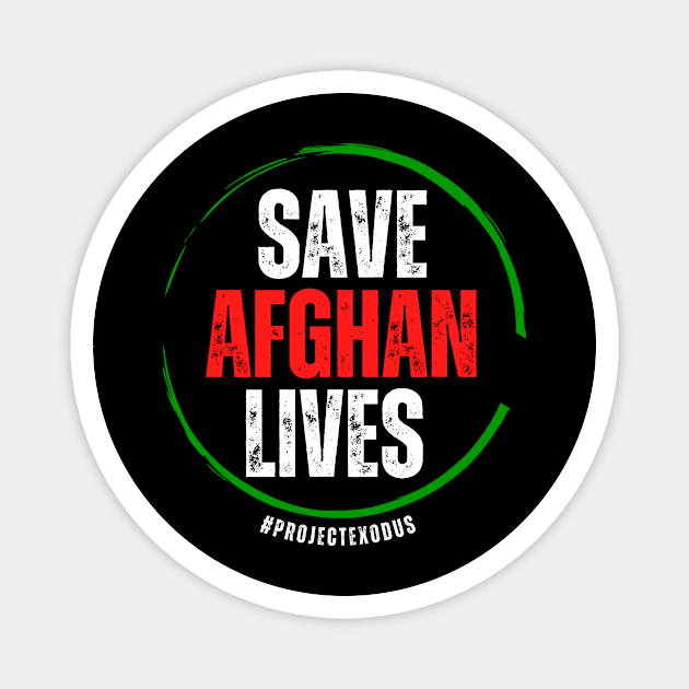 Save Afghan lives circle (back print, dark background) Magnet by Pro Exodus Relief 